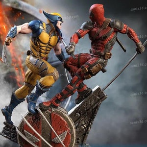 3D Printed Deadpool vs Wolverine Inspired Fan Art - 3D Handmade Statue