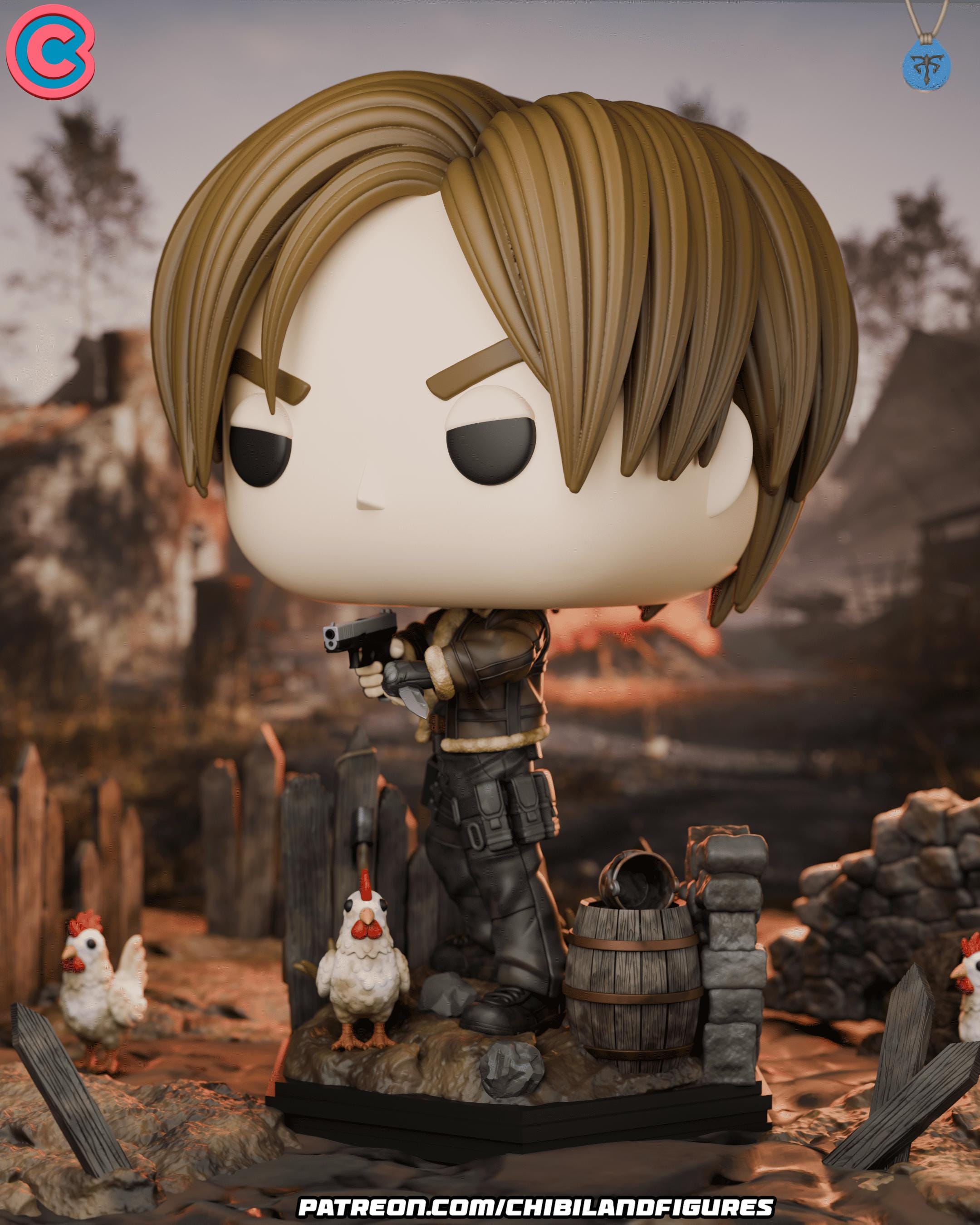 Kin Leon Zombie Leon Kennedy Chibi Resin Figure / Zombie Hunter Inspired Statue / Hand ...