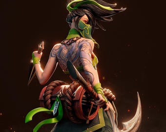 Hand-Painted Akali Figurine: 3D Printed LoL Statue
