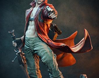 Hand-Painted Dante Resin Statue: Fan-Made Anime Warrior Collectible