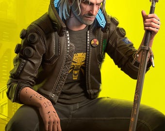 Geralt Cyberpunk Style Figure / Hand Painted & Unpainted Collectible Statue / Resin Art Figurine