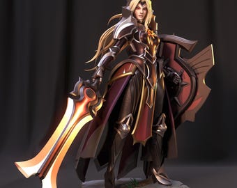 Handgeschilderd standbeeld van zonnegodin Leona: LoL-fanart, schaal 1/8