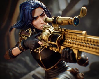 Caitlyn Kiramman Statue, Hand Painted Collectible Model, 3D Printed League of Legends Statue, Unique Gamer Gift, Arcane Inspired Figurine
