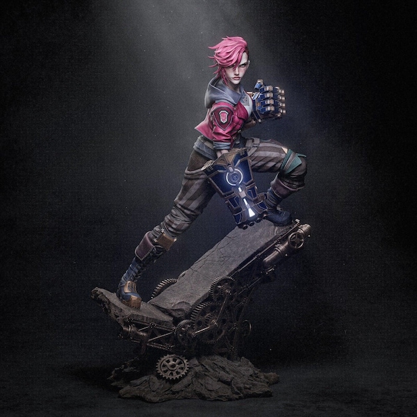 Estatua de Vi pintada a mano: modelo 3D inspirado en LoL