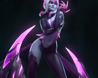 Handgeschilderd beeld van Evelynn: op LoL geïnspireerd verzamelobject van hars