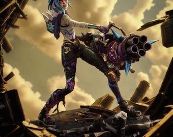 3D Printed Jinx Figurine: LoL Inspired Collectible Fan Art