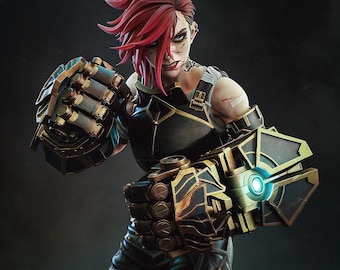 Figura de Vi pintada a mano / Estatua impresa en 3D / Regalo único para gamers / Figura de Vi / Inspirada en LoL