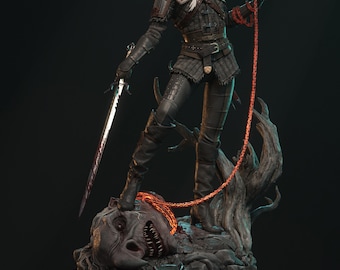 Op Ciri geïnspireerd standbeeld / Geïnspireerd op Witcher Universe harsfiguur / Handgeschilderd door fans gemaakt verzamelcadeau