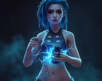 3D Printed Jinx Figurine: LoL Inspired Collectible Fan Art