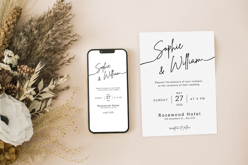 Electronic Wedding Invitation Digital Wedding Invite Etsy