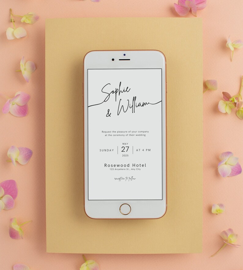 Electronic Wedding Invitation Digital Wedding Invite Etsy