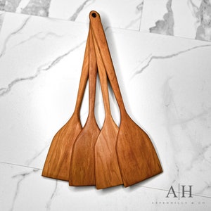 Handmade Cherry Wood Spatula - 13” | Cooking Spatula | Hand Carved Spatula | Made in the USA | Valentines Gift | Gift for Chef | Kitchen