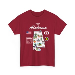 Carte de l'état de l'Alabama - T-shirt unisexe, impression d'art, sweat-shirt, sweat à capuche, chemise, t-shirt, t-shirt, t-shirt, cadeau, chemise vintage
