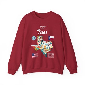 Texas State Map - Unisex Sweatshirt, Art Print, Sweatshirt, hoodie, shirt, t shirt, t-shirt, tee, gift, vintage shirt