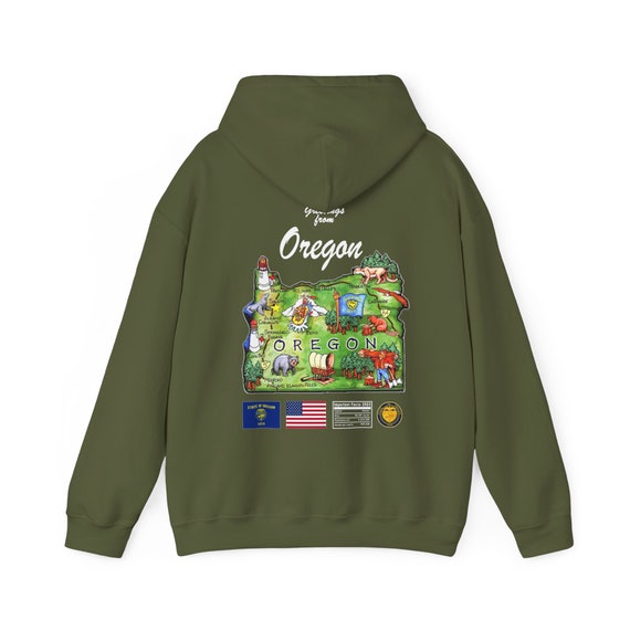Oregon State Map Unisex Hooded Sweatshirt, Art Print, Sweatshirt