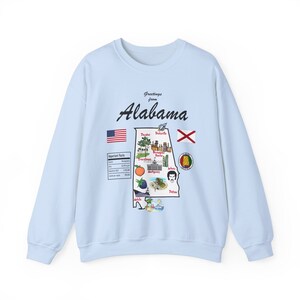 Alabama State Map - Unisex Rundhals-Sweatshirt, Art Print, Sweatshirt, Shirt, T-Shirt, T-Shirt, abschlag, Geschenk, Vintage-Shirt