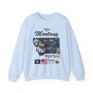 Montana State Map - Unisex Sweatshirt, Art Print, Sweatshirt, hoodie, shirt, t shirt, t-shirt, tee, gift, vintage shirt