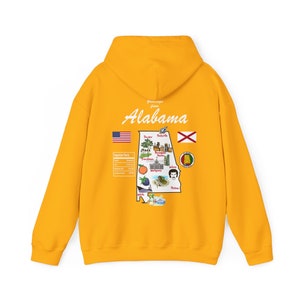 Alabama State Map - Unisex Kapuzen-Sweatshirt, Art Print, Sweatshirt, Hoodie, Shirt, Tshirt, T-Shirt, abschlag, Geschenk, Vintage Shirt
