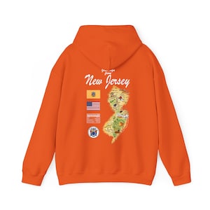 New Jersey State Map - Unisex Kapuzenpullover, Kunstdruck, Sweatshirt, Kapuzenpullover, T-Shirt, T-Shirt, T-Shirt, Geschenk, Vintage, Unisex-Hoodie