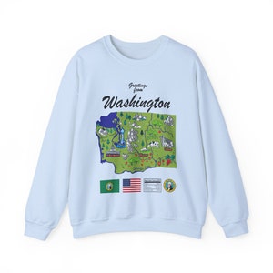 Washington State Karte - Unisex Sweatshirt, Kunstdruck, Sweatshirt, Hoodie, Hemd, T-Shirt, T-Shirt, abschlag, Geschenk, Vintage Hemd