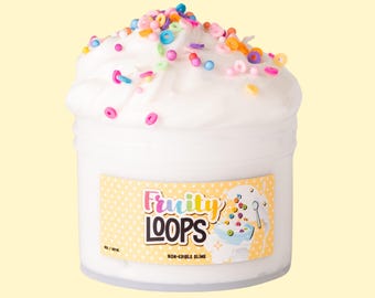 Fruity Loops Slime, Thick and Glossy Slime, Scented Slime for Kids, Rainbow Cereal Slime, Non Sticky Slime, Sensory Toy Gift 8oz