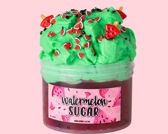 Watermelon Sugar Jelly Cube Slime, Scented Avalanche Texture, Sensory Toy 8oz