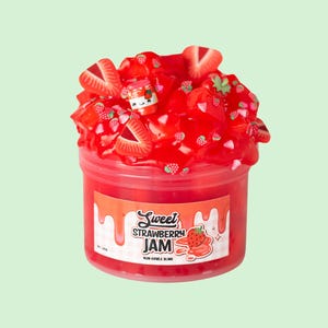 SWEET STRAWBERRY JAM Clear jelly cube Slime Advanced 8oz Red Slime Textured Slime Sensory Gift Ideas Kids hands on gift adult slime lover