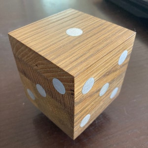 Wooden Dice with Stylish Aluminum Inlay ideal for paperweight use,  Dice with Aluminum Inlay, dice game, dice oversized, hardwood dice,