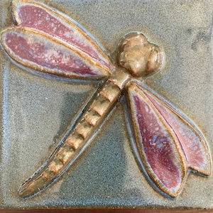 Home Decor Dragonfly Handmade Ceramic tile 3D high relief;
