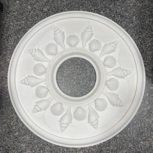 Medalhão de conchas do mar, medalhão de lustre para luminárias, roseta de teto, arte de parede, medalhão de luz