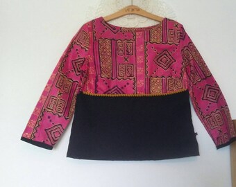 Black two-tone tunic and Wax pink T 38