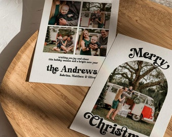 Arch Photo Christmas Card Template | Minimalist Photo Christmas Card | Modern Christmas Card | Retro Holiday Card | CANVA Editable Printable
