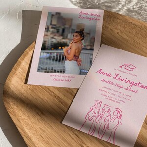 Hand Drawn Graduation Photo Invitation Whimsical | Funky Doodle Graduation Party | Grad Invite | 100% Color Editable | Canva Template
