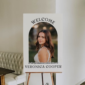 Graduation Photo Welcome Sign Canva Template | Grad Party Welcome Sign ...