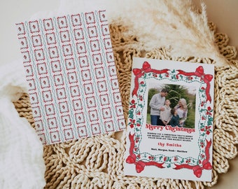 Personalisierte Foto-Weihnachtskartenvorlage | Küsten Weihnachten | Preppy Weihnachten | Benutzerdefinierte Feiertags-Foto-Karte | Digitaler Download