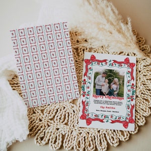 Personalisierte Foto-Weihnachtskartenvorlage | Küsten Weihnachten | Preppy Weihnachten | Benutzerdefinierte Feiertags-Foto-Karte | Digitaler Download