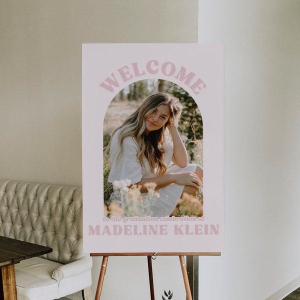 Graduation Arch Photo Welcome Sign Template | Grad Party Welcome Sign | Retro Graduation Sign | Boho Welcome | Digital Download | Canva