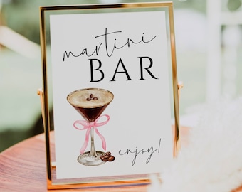 Espresso Martini Bar Sign Template | A Tini Bit Older | Cocktail Theme | Coquette Bar Sign | Bar Menu | Editable Martini Party Sign | Canva