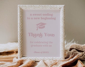 Graduation Sweet Ending Sign Template | Editable Grad Party Table Sign | Thank You Sign | Favor Sign Printable | Digital Download