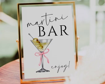 Coquette Martini Bar Sign Template | A Tini Bit Older | Cocktail Theme | Bridal Birthday Bar Sign | Editable Martini Party Sign | Canva