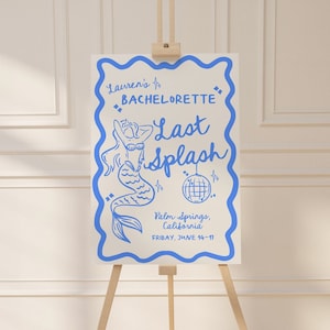 Last Splash Bachelorette Welcome Sign Template, Beach Bachelorette Party Sign, Mermaid, Hand Drawn Funky Whimsical Welcome Sign