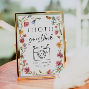 Wildflower Photo Guestbook Sign Editable Template , Wildflower Wedding Guest Book, Wildflower Photo Guestbook, Floral Sign, Boho Wedding