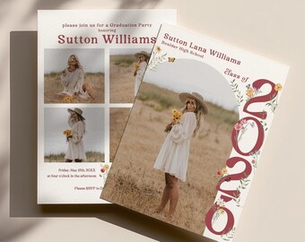 May include: Two graduation party invitations. One features a photo collage and text: "please join us for a Graduation Party honoring Sutton Williams." The other says "Sutton Lana Williams Boulder High School Class of 2020."