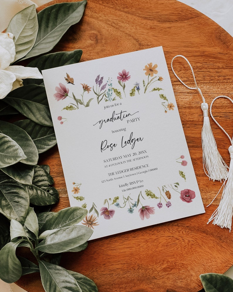 Wildflower Graduation Announcement Template Wildflower Graduation