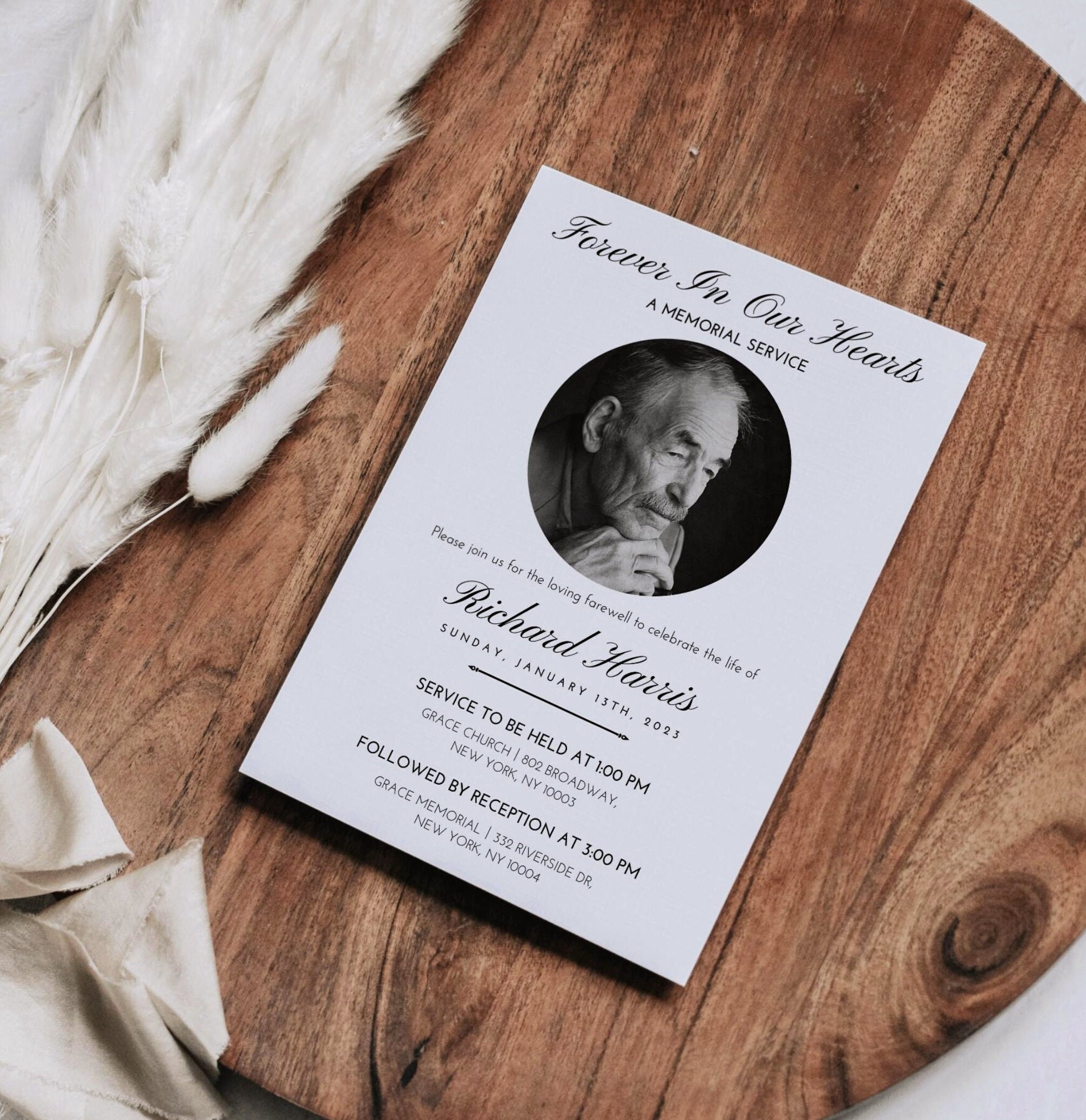 Funeral Announcement Template Editable Template Elegant Minimalist