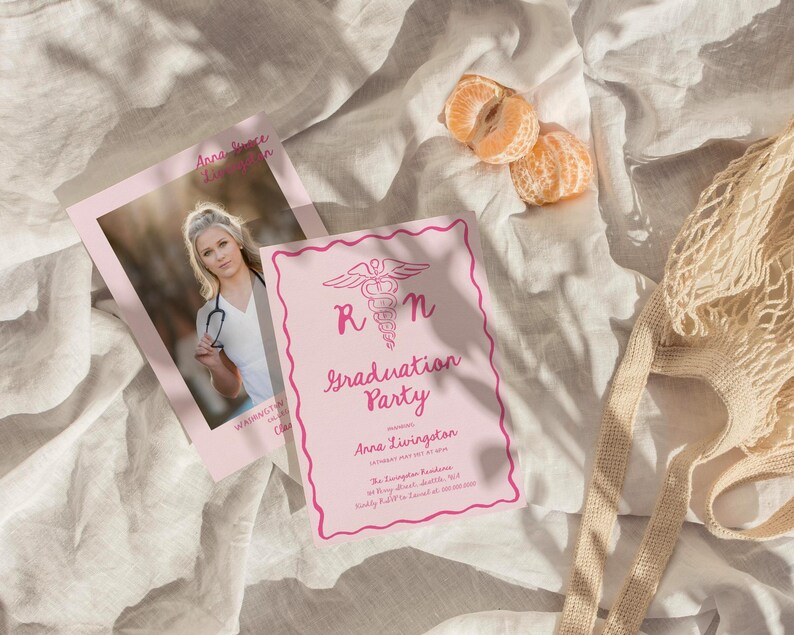 Nurse Graduation Invitation Editable Template BSN Nursing School