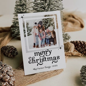 Retro Holiday Card Template Photo Holiday Card Photo Christmas Card Boho Holiday Card Editable Card Printable Digital Download image 5