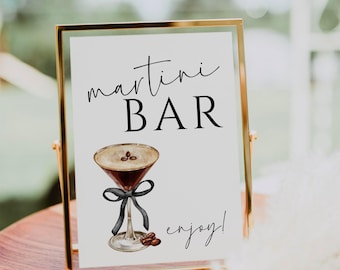 Espresso Martini Coquette Schwarz Bogen Bar Schild Vorlage | Tini Bisschen Älter | Cocktail-Thema | Coquette Bar Schild | Menüleiste | Zeichen