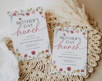 Mother's Day Brunch Invitation | Mother's Day Card Printable | Wildflower Invitation Template | Floral Mother's Day Invite | CANVA Download