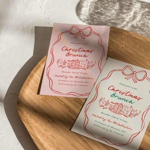 Whimsical Christmas Brunch Invitation Template | Holiday Brunch Invite | Friendsmas Invite | Family Christmas Party | Hand Drawn | Canva image 4